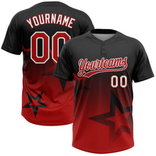 Load image into Gallery viewer, Custom Black Red-White Gradient Style Twinkle Star Two-Button Unisex Softball Jersey