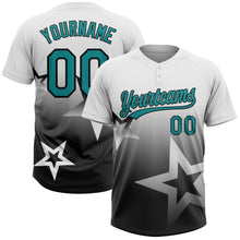 Загрузить изображение в средство просмотра галереи, Custom White Teal-Black Gradient Style Twinkle Star Two-Button Unisex Softball Jersey