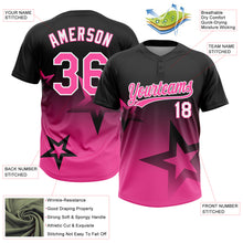 Load image into Gallery viewer, Custom Black Pink-White Gradient Style Twinkle Star Two-Button Unisex Softball Jersey