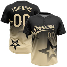 Загрузить изображение в средство просмотра галереи, Custom Black Cream Gradient Style Twinkle Star Two-Button Unisex Softball Jersey