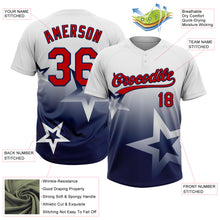 Загрузить изображение в средство просмотра галереи, Custom White Red-Navy Gradient Style Twinkle Star Two-Button Unisex Softball Jersey
