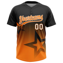Laden Sie das Bild in den Galerie-Viewer, Custom Black Bay Orange-White Gradient Style Twinkle Star Two-Button Unisex Softball Jersey