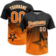 Laden Sie das Bild in den Galerie-Viewer, Custom Black Bay Orange-White Gradient Style Twinkle Star Two-Button Unisex Softball Jersey