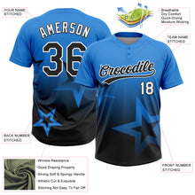 Загрузить изображение в средство просмотра галереи, Custom Electric Blue Black-White Gradient Style Twinkle Star Two-Button Unisex Softball Jersey