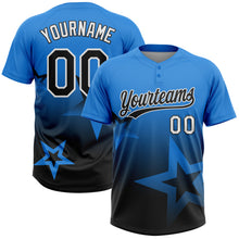 Загрузить изображение в средство просмотра галереи, Custom Electric Blue Black-White Gradient Style Twinkle Star Two-Button Unisex Softball Jersey
