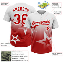 Загрузить изображение в средство просмотра галереи, Custom White Red Gradient Style Twinkle Star Two-Button Unisex Softball Jersey