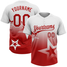 Загрузить изображение в средство просмотра галереи, Custom White Red Gradient Style Twinkle Star Two-Button Unisex Softball Jersey