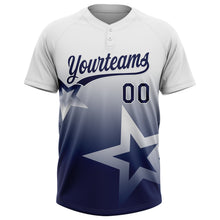Загрузить изображение в средство просмотра галереи, Custom White Navy Gradient Style Twinkle Star Two-Button Unisex Softball Jersey