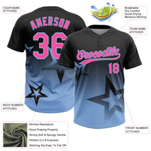 Laden Sie das Bild in den Galerie-Viewer, Custom Black Pink-Light Blue Gradient Style Twinkle Star Two-Button Unisex Softball Jersey