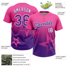Загрузить изображение в средство просмотра галереи, Custom Pink Purple-White Gradient Style Twinkle Star Two-Button Unisex Softball Jersey