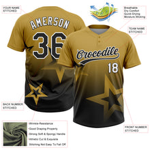 Load image into Gallery viewer, Custom Old Gold Black-White Gradient Style Twinkle Star Two-Button Unisex Softball Jersey