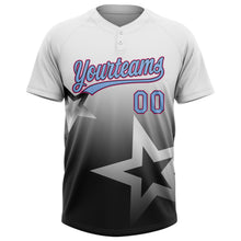 Load image into Gallery viewer, Custom White Light Blue Black-Pink Gradient Style Twinkle Star Two-Button Unisex Softball Jersey
