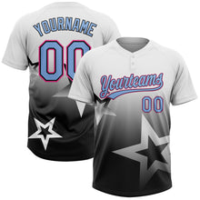 Load image into Gallery viewer, Custom White Light Blue Black-Pink Gradient Style Twinkle Star Two-Button Unisex Softball Jersey
