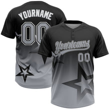 Загрузить изображение в средство просмотра галереи, Custom Black Gray-White Gradient Style Twinkle Star Two-Button Unisex Softball Jersey