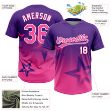 Загрузить изображение в средство просмотра галереи, Custom Purple Pink-White Gradient Style Twinkle Star Two-Button Unisex Softball Jersey