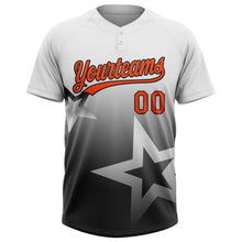 Загрузить изображение в средство просмотра галереи, Custom White Orange-Black Gradient Style Twinkle Star Two-Button Unisex Softball Jersey