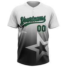 Load image into Gallery viewer, Custom White Kelly Green-Black Gradient Style Twinkle Star Two-Button Unisex Softball Jersey