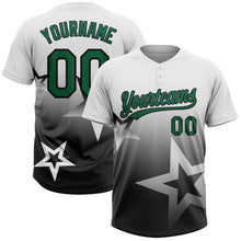 Load image into Gallery viewer, Custom White Kelly Green-Black Gradient Style Twinkle Star Two-Button Unisex Softball Jersey