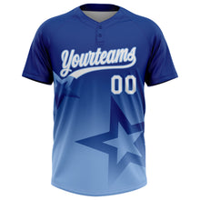 Charger l'image dans la galerie, Custom Royal White-Light Blue Gradient Style Twinkle Star Two-Button Unisex Softball Jersey