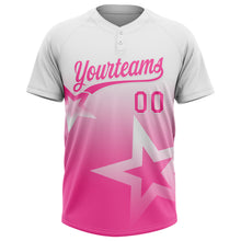 Charger l'image dans la galerie, Custom White Pink Gradient Style Twinkle Star Two-Button Unisex Softball Jersey