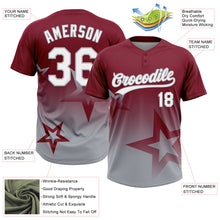 Laden Sie das Bild in den Galerie-Viewer, Custom Crimson White-Gray Gradient Style Twinkle Star Two-Button Unisex Softball Jersey