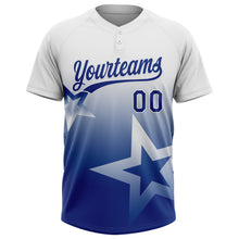 Laden Sie das Bild in den Galerie-Viewer, Custom White Royal Gradient Style Twinkle Star Two-Button Unisex Softball Jersey