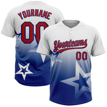 Laden Sie das Bild in den Galerie-Viewer, Custom White Red-Royal Gradient Style Twinkle Star Two-Button Unisex Softball Jersey