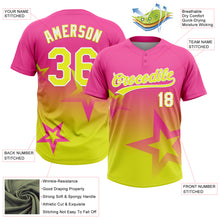 Laden Sie das Bild in den Galerie-Viewer, Custom Pink Neon Yellow-White Gradient Style Twinkle Star Two-Button Unisex Softball Jersey