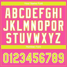 Laden Sie das Bild in den Galerie-Viewer, Custom Pink Neon Yellow-White Gradient Style Twinkle Star Two-Button Unisex Softball Jersey