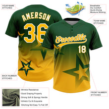 Laden Sie das Bild in den Galerie-Viewer, Custom Green Gold-White Gradient Style Twinkle Star Two-Button Unisex Softball Jersey