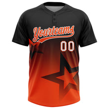 Laden Sie das Bild in den Galerie-Viewer, Custom Black Orange-White Gradient Style Twinkle Star Two-Button Unisex Softball Jersey