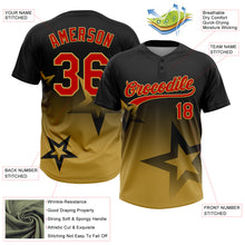 Load image into Gallery viewer, Custom Black Red-Old Gold Gradient Style Twinkle Star Two-Button Unisex Softball Jersey
