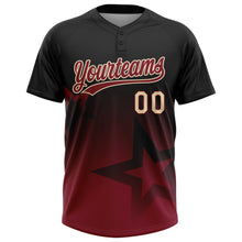 Laden Sie das Bild in den Galerie-Viewer, Custom Black Crimson-Cream Gradient Style Twinkle Star Two-Button Unisex Softball Jersey