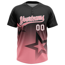 Laden Sie das Bild in den Galerie-Viewer, Custom Black Medium Pink-White Gradient Style Twinkle Star Two-Button Unisex Softball Jersey