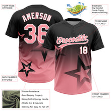 Laden Sie das Bild in den Galerie-Viewer, Custom Black Medium Pink-White Gradient Style Twinkle Star Two-Button Unisex Softball Jersey
