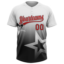 Laden Sie das Bild in den Galerie-Viewer, Custom White Red-Black Gradient Style Twinkle Star Two-Button Unisex Softball Jersey