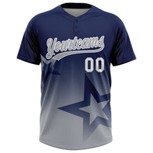 Charger l'image dans la galerie, Custom Navy Gray-White Gradient Style Twinkle Star Two-Button Unisex Softball Jersey