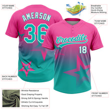 Laden Sie das Bild in den Galerie-Viewer, Custom Pink Aqua-White Gradient Style Twinkle Star Two-Button Unisex Softball Jersey