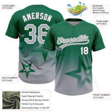 Laden Sie das Bild in den Galerie-Viewer, Custom Kelly Green Gray-White Gradient Style Twinkle Star Two-Button Unisex Softball Jersey
