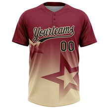 Laden Sie das Bild in den Galerie-Viewer, Custom Crimson Black-Cream Gradient Style Twinkle Star Two-Button Unisex Softball Jersey