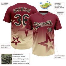 Laden Sie das Bild in den Galerie-Viewer, Custom Crimson Black-Cream Gradient Style Twinkle Star Two-Button Unisex Softball Jersey
