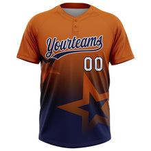 Laden Sie das Bild in den Galerie-Viewer, Custom Texas Orange Navy-White Gradient Style Twinkle Star Two-Button Unisex Softball Jersey