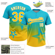 Laden Sie das Bild in den Galerie-Viewer, Custom Lakes Blue Yellow-White Gradient Style Twinkle Star Two-Button Unisex Softball Jersey