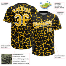 Load image into Gallery viewer, Custom Black Yellow-White 3D Pattern Design Abstract Network Crackle Two-Button Unisex Softball Jersey