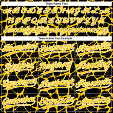 Load image into Gallery viewer, Custom Black Yellow-White 3D Pattern Design Abstract Network Crackle Two-Button Unisex Softball Jersey