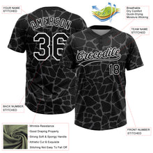 Laden Sie das Bild in den Galerie-Viewer, Custom Black Steel Gray-White 3D Pattern Design Abstract Network Crackle Two-Button Unisex Softball Jersey