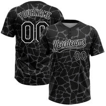 Laden Sie das Bild in den Galerie-Viewer, Custom Black Steel Gray-White 3D Pattern Design Abstract Network Crackle Two-Button Unisex Softball Jersey