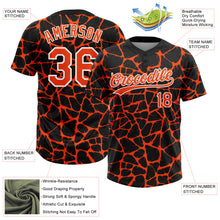 Load image into Gallery viewer, Custom Black Orange-White 3D Pattern Design Abstract Network Crackle Two-Button Unisex Softball Jersey