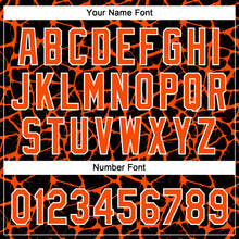 Load image into Gallery viewer, Custom Black Orange-White 3D Pattern Design Abstract Network Crackle Two-Button Unisex Softball Jersey