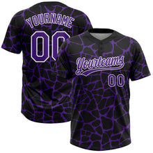 Load image into Gallery viewer, Custom Black Purple-White 3D Pattern Design Abstract Network Crackle Two-Button Unisex Softball Jersey